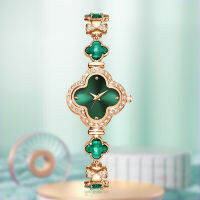 (HOT) Live Hot Four Leaf over Zirconium Watch Ladies Niche Light Luxury Jewelry สร้อยข้อมือนาฬิกาชุดขายส่ง