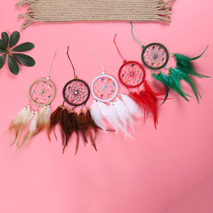 uni-sun-handmade-dream-catcher-แขวนหวายลูกปัดขนนกรถไต่ผนังตกแต่งเครื่องประดับ