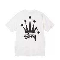 ▤ Heavy cotton 100 Stuˉssˉy crown print high version short-sleeved T-shirt loose male and female couple T-shirt