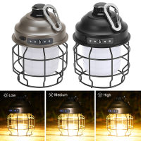 2023 LED Vintage Lantern Outdoor Rechargeable 3600mAh Bulit-in Battery Camping Lights Waterproof Railroad Lantern For Tent Yard