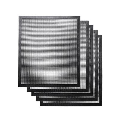 Set of 5 Grill Mesh Mat , Reusable Grilling Mats, Easy to Clean - Works on Gas, Charcoal 400mmx330mm Black