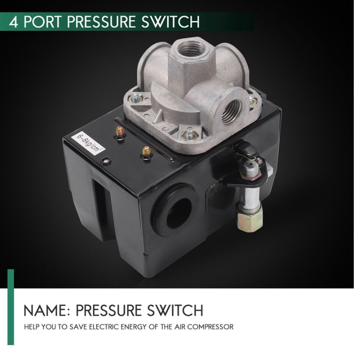 90-125psi-4-port-26-amp-pressure-switch-control-valve-air-compressor-heavy-duty-black