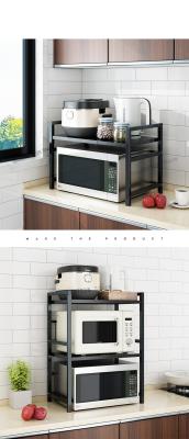 หดชั้นวางของในครัวเตาอบไมโครเวฟชั้นวางเตาอบที่เก็บของใช้ในครัวเรือนเคาน์เตอร์คู่หม้อหุงข้าว Cabinet