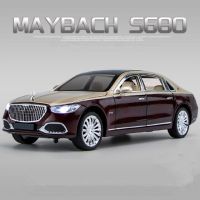 รถของเล่นโมเดลโลหะรถโลหะผสม S680 1/24 Maybach ของเล่นโมเดลรถแบบจำลองเสียงและแสงสำหรับเด็ก