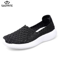 SAGYRITE Loafers สำหรับผู้หญิงทอผ้ารองเท้าเต้นรำรองเท้าสำหรับผู้หญิงแฟลตรองเท้าทอมือรองเท้ารองเท้าผ้าใบ