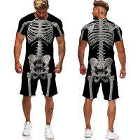 Personality Skeleton Internal Organs 3D Printed T-Shirt shorts Unisex Funny Halloween Skull Cosplay tracksuit Short Sets