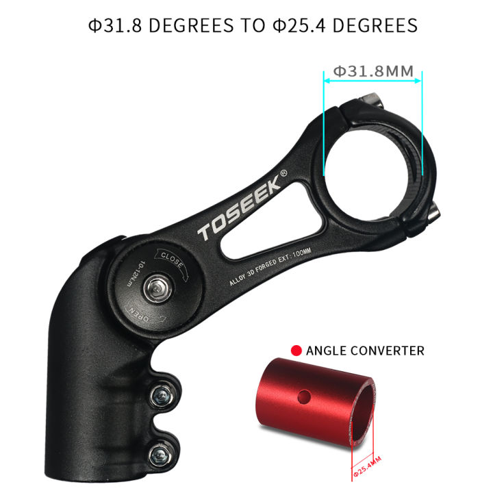 toseek-cod-อลูมิเนียมจักรยาน-handlebars-stem-bikes-อะไหล่ขี่จักรยานปรับ-45-ถึง-90-องศา-handlebar-calibre-25-4-31-8-มม-stem-แผนที่จักรยาน-mtb-stem-80-100-130-มม-สีดำ-matte-mtb-อุปกรณ์เสริม