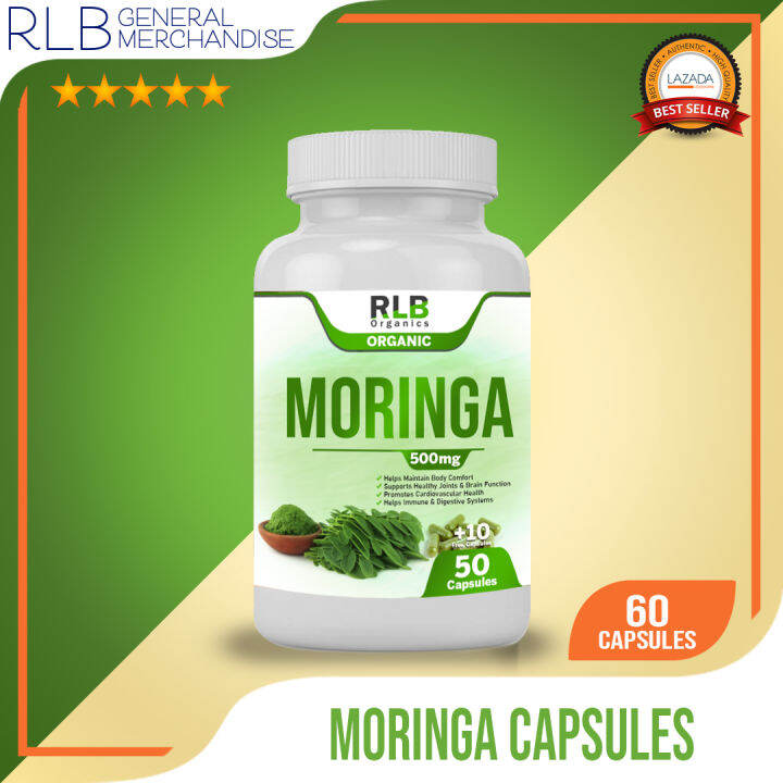 Pure Organic Natural Moringa Malunggay Capsules (60 Capsules) Nutrient Rich Antioxidant, Body