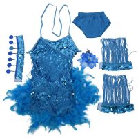 New Children Kids Sequin Feather Fringe Stage Performance Competition Ballroom Dance Costume Latin Dance Dress For Girls Black,M