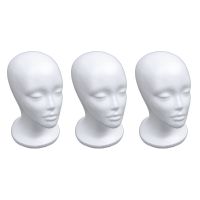 3X Female Foam Mannequin Head Model Hat Wig Display Stand Rack white