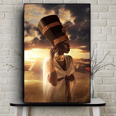 Black Gold African Art Woman Oil Painting on Canvas Cuadros Posters Prints Scandinavian Wall Picture for Living Room