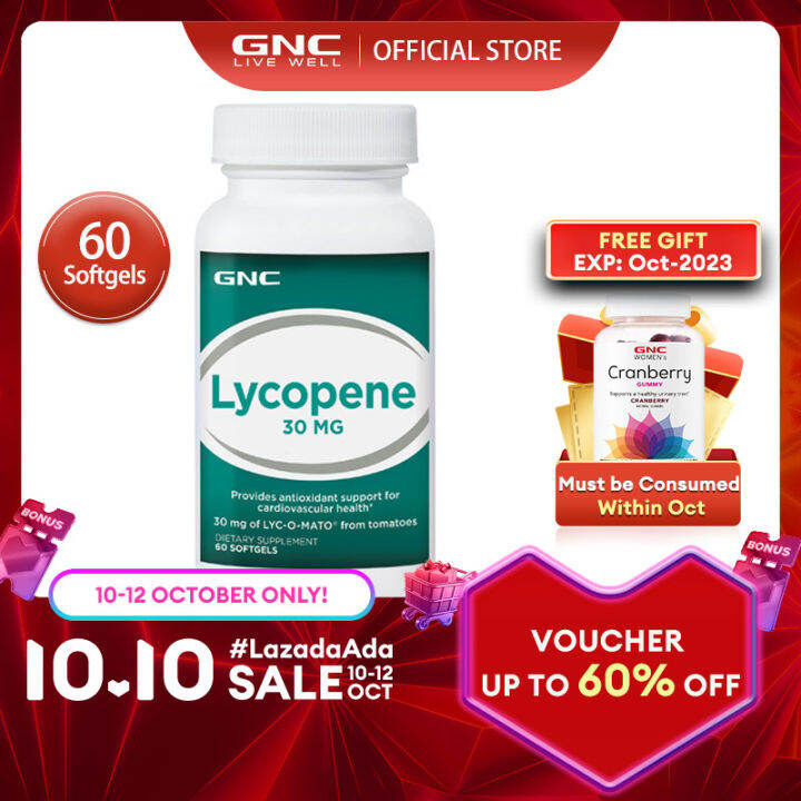 [Short EXP Oct2023] GNC Lycopene 30 MG 60 Softgels Provides