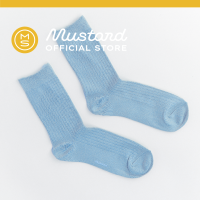 Premium Ribbed Crew Socks - Sky ถุงเท้า