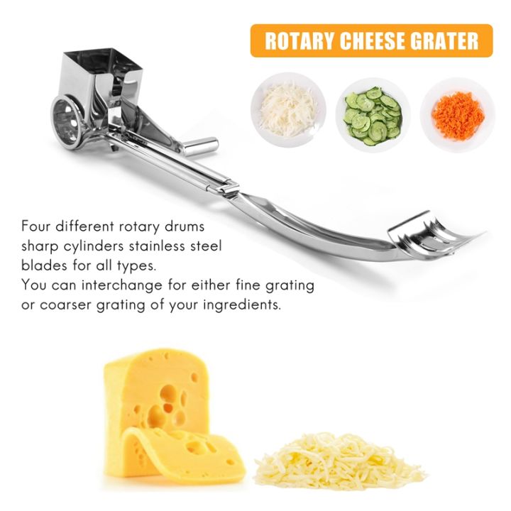 rotary-cheese-grater-vegetable-slicer-shredder-and-grinder-with-4-interchangeable-stainless-steel-grums