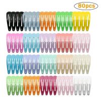 Lomg 80 ชิ้น 18 สี S Nap คลิปผมผม B arrettes สีลูกอมแข็ง S Nap B arrettes สำหรับสาวเด็กผู้หญิง