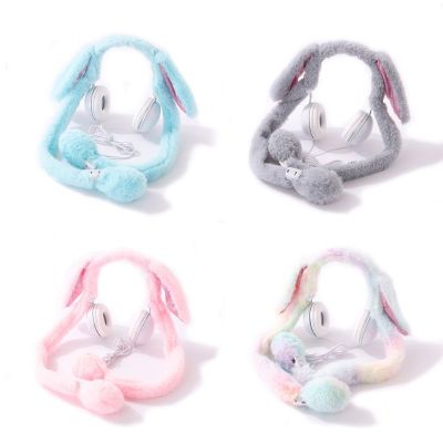 Glowing Plush Moving Rabbit Ears Hat Headsets Dancing Bunny Ears Pinching Airbag to Move Cartoon Animal Plush Toys