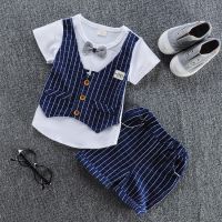 2PCS Gentleman Outfit Set Toddler Baby Kids Boys Shirt Tops+Shorts Pants Clothes