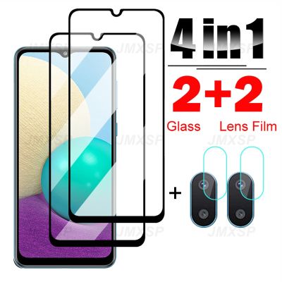 ✘◘❈ 4in1 Protective Glass For Samsung Galaxy A02 A04 A12 A22 A32 A42 A52 A72 Tempered Glass on Samsung M02 M12 M22 M32 M62 Lens Film