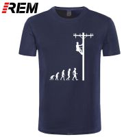 Human Evolution Of Lineman T Shirt Birthday Gift For Electrician Dad Father Husband O-Neck Short Sleeve Cotton Mens  Z4HI