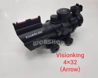 DOT ดอท Visionking 4x32 จุดเล็ง arrow ซูม 4 เท่า มีไฟ 3 สี น้ำเงิน,เขียว,แดง ศูนย์เปิดเรืองแสง เล็งง่าย เหมาะสำหรับติดปืนบีบีกัน