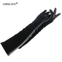 CHING YUN winter lady fashion sheepskin leather gloves women genuine leather mittens female Suede leather long gloves 2018