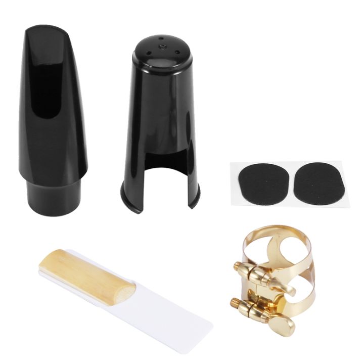 alto-sax-saxophone-mouthpiece-plastic-with-cap-metal-buckle-reed-mouthpiece-patches-pads-cushions