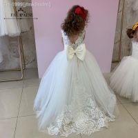 ❉ jfmkfmdm FATAPAESE Dress Camélia Vestidos Appliqulies Beads Bow com trem longo Botões sem encosto Wedding Gown