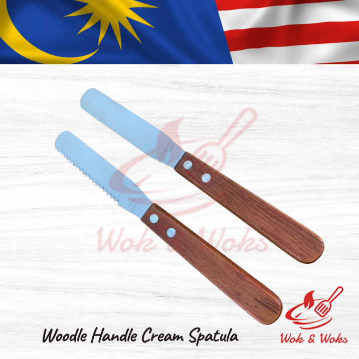 Small Stainless Steel Cream Spatula With Wooden Handle / Spatula Krim