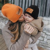 Family Matching Beanie Hats Adult Children Winter Warm Knitted Cap for Women Baby Cold Weather