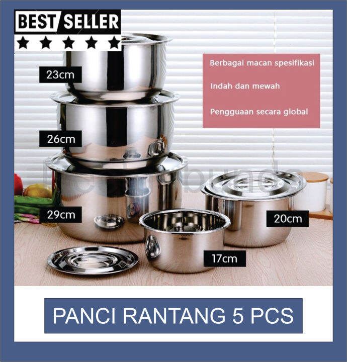 Panci Beranak Panci set 5 ukuran Panci rebus 5 susun Stainless steel ...