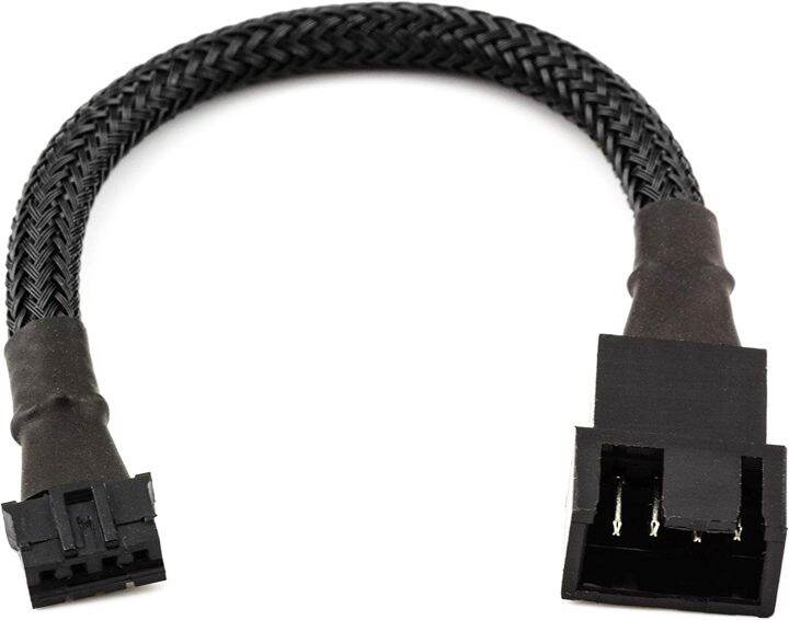 CRJ 4-Pin PWM GPU Fan Adapter Cable All Black Sleeved for Graphics ...