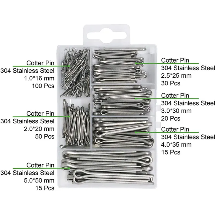 230 Pcs Gb91 Stainless Steel Split Pin Assortment Kit M1 M2 M25 M3 M4