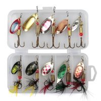 ช้อนโลหะสปินเนอร์เหยื่อล่อปลา10ชิ้นชุด Spoonbait Crankbaits จับปลาสำหรับหอกชุดถักโครเชต์เหยื่อเหยื่อปลอม