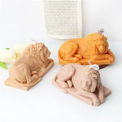3D Lion Animal Aroma Plaster Cement Ornament DIY Craft Molds Unique Candle Making Funky Home Decor Homemade Plaster Gift DIY Home Crafting Tools Paddy Lion Candle Mold