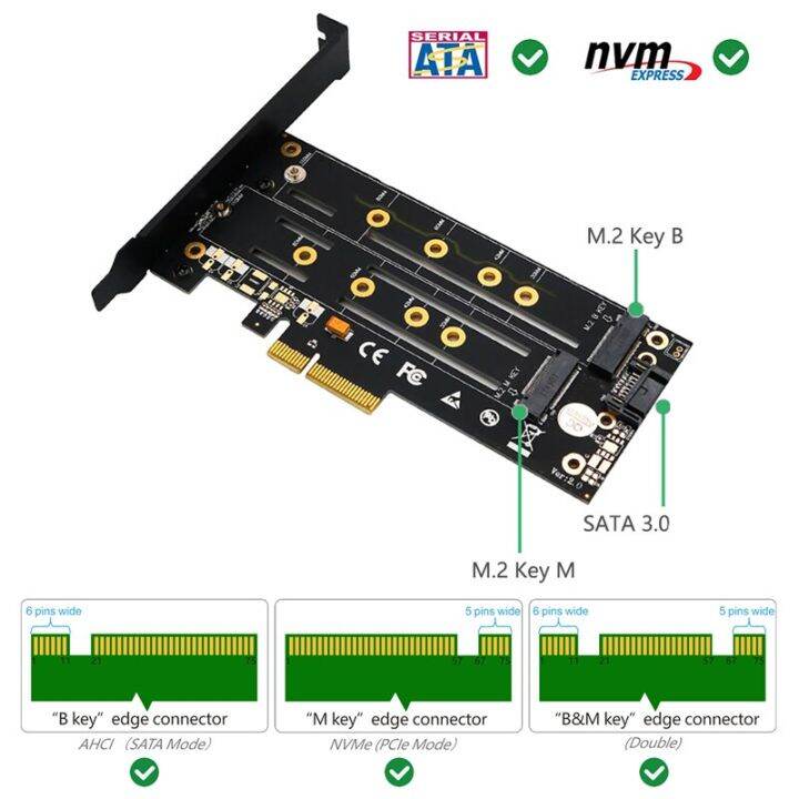 อะแดปเตอร์-m2ไรเซอร์การ์ด-pcie-ไปการ์ดตัวขยาย-pci-e-x4-3-0เมตร2-ssd-sata-nvme-โปรโตคอลอะแดปเตอร์-ssd-คีย์-m-b-พร้อมอะแดปเตอร์-fjk3825ฮีทซิงค์2ชิ้น