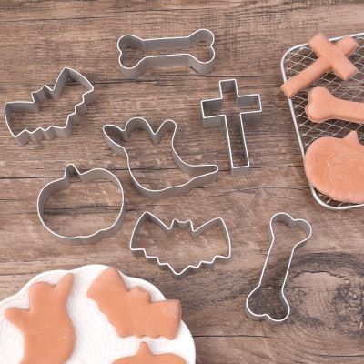 【lz】✕✟  Alumínio Alloy Halloween Cookie Baking Moldes DIY Handmade Abóbora Bat Ghost Shaped Pastelaria Bolo Baking Mold Tool