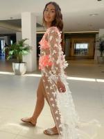 2021 Summer Women Beach Bikini Cover Up Dress Open Front 3D Butterfly Long Pareos Bikinis Cover Ups Swim Robe Plage Beachwear