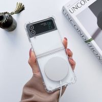 Transparent Magsafe Folding Case for Samsung Galaxy Z Flip 4 3 Flip3 Flip4 ZFlip3 ZFlip4 Cover Magnet Wireless Charging PC Funda