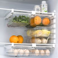 Refrigerator Drawer Kitchen Fruit Food Storage Box Plastic Clear Fridge Organizer Slide Under Shelf Drawer Box Rack Holder