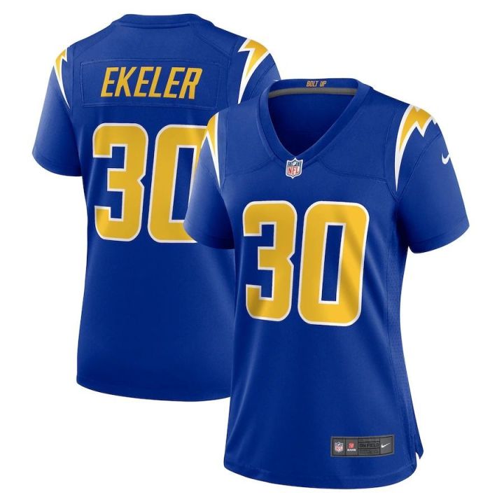 เสื้อกีฬารักบี้-ทีม-nfl-los-angeles-lightning-chargers-เสื้อกีฬาแขนสั้น-ลายทีมออสติน-ekeler-jersey-30-สําหรับผู้หญิง