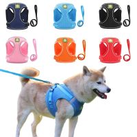 Summer Reflective Chest Back Clothing Mesh Breathable Dog Vest Adjustable Soft Traction Clothing Puppy Traction Pet Clothing