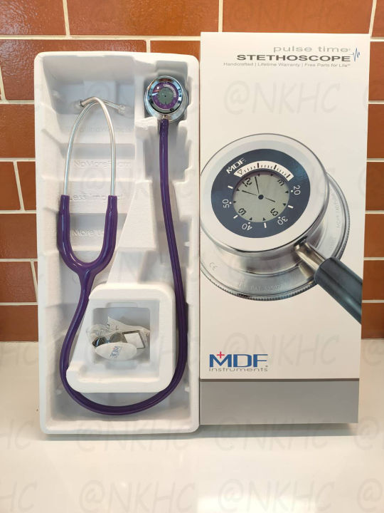 หูฟังทางการแพทย์-stethoscope-ยี่ห้อ-mdf740-pulse-time-สีม่วงเข้ม-color-purple-rain-mdf740-08