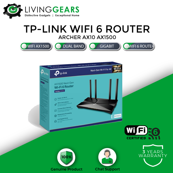 TPLink Archer AX10 AX1500 TripleCore CPU Powered WiFi 6 Wireless AX