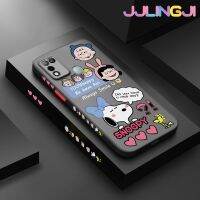 Jjlingji เคสสำหรับ Infinix Hot 10 Play Hot เคส X688C 11 Play การ์ตูน Always Smile Snoopy บางมีน้ำค้างแข็งโปร่งใสแข็งขอบสี่เหลี่ยมกันกระแทกรูปแบบปลอกซิลิโคนคลุมทั้งหมดป้องกัน Softcase