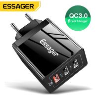 Essager 30W ระบบชาร์จเร็ว3.0เครื่องชาร์จ USB QC3.0โทรศัพท์มือถือติดผนังปลั๊กหลายรูเร็วสำหFlag man iPhone 14 Samsung Xiaomi Mi