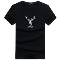 HKIMDL ใหม่ผู้ชายฤดูร้อน T-Shirt แบรนด์เสื้อผ้าพิมพ์ Antlers T เสื้อชายสลิมฟิตแขนสั้น Tshirt สีเหลืองเสื้อยืดสีขาวสำหรับชาย