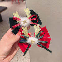 Cute Hair Clip Cartoon Hairpin Back Of The Head Hairpin Golden Velvet Headwear Christmas Headwear Deer Horn Hair Clip