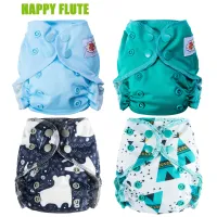 Happy Flute ผ้าอ้อมเด็กแรกเกิดผ้าฝ้ายอินทรีย์ Tiny AIO ผ้าอ้อมผ้า Double Gussets กันน้ำ PUL Fit 3-5KG Baby-zptcm3861