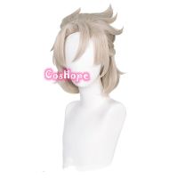 Genshin Impact Albedo Cosplay 35Cm Short Linen Wig Cosplay Anime Cosplay Wigs Heat Resistant Synthetic Wigs Halloween