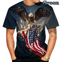 ฤดูร้อนแฟชั่น3D พิมพ์ unique Animal US Eagle เสื้อยืดแขนสั้น